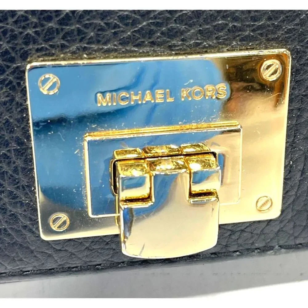 Michael Kors Fulton Large Flap Continental Wallet Black Pebbled Leather